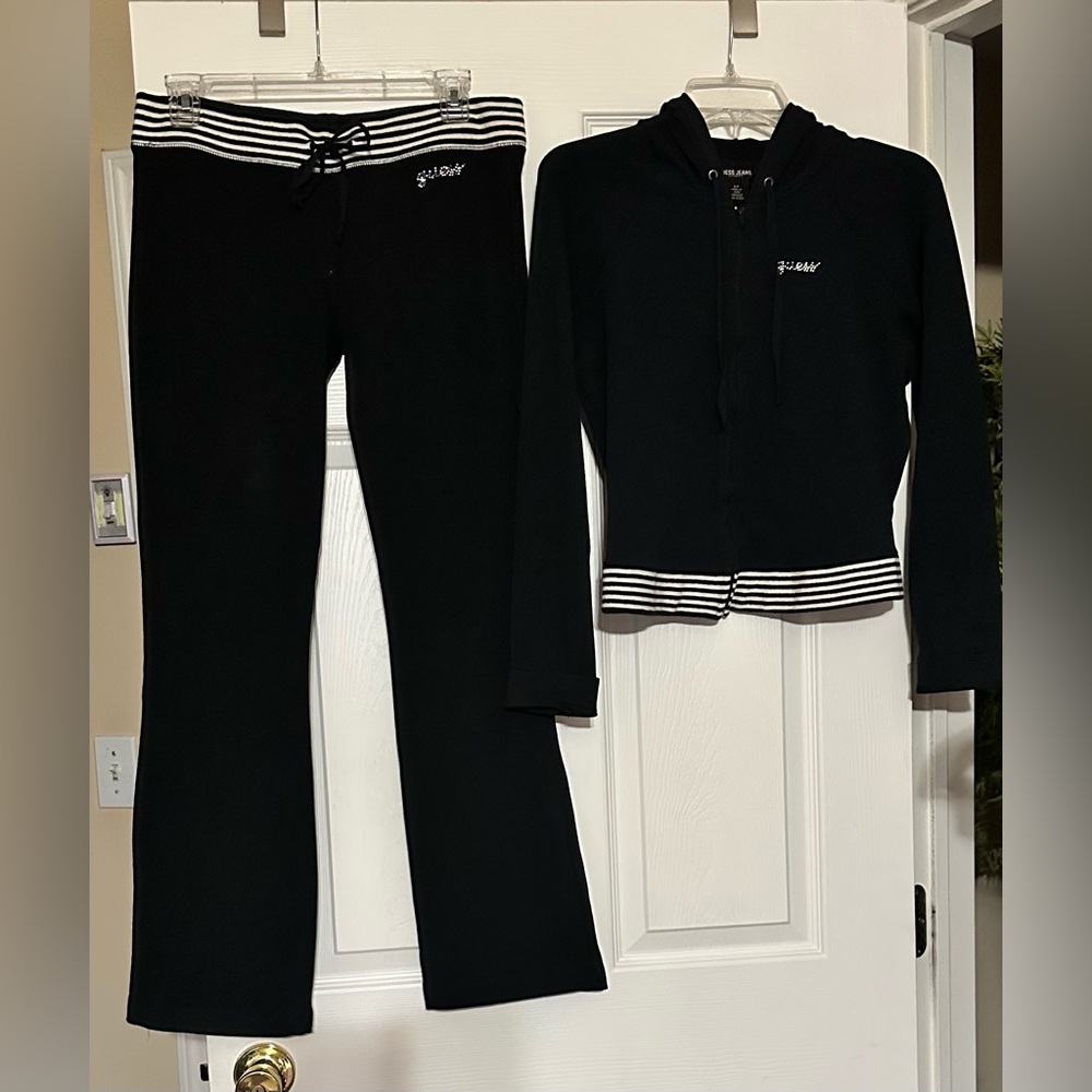 Guess Black & white Track Pants and Hoodie Set